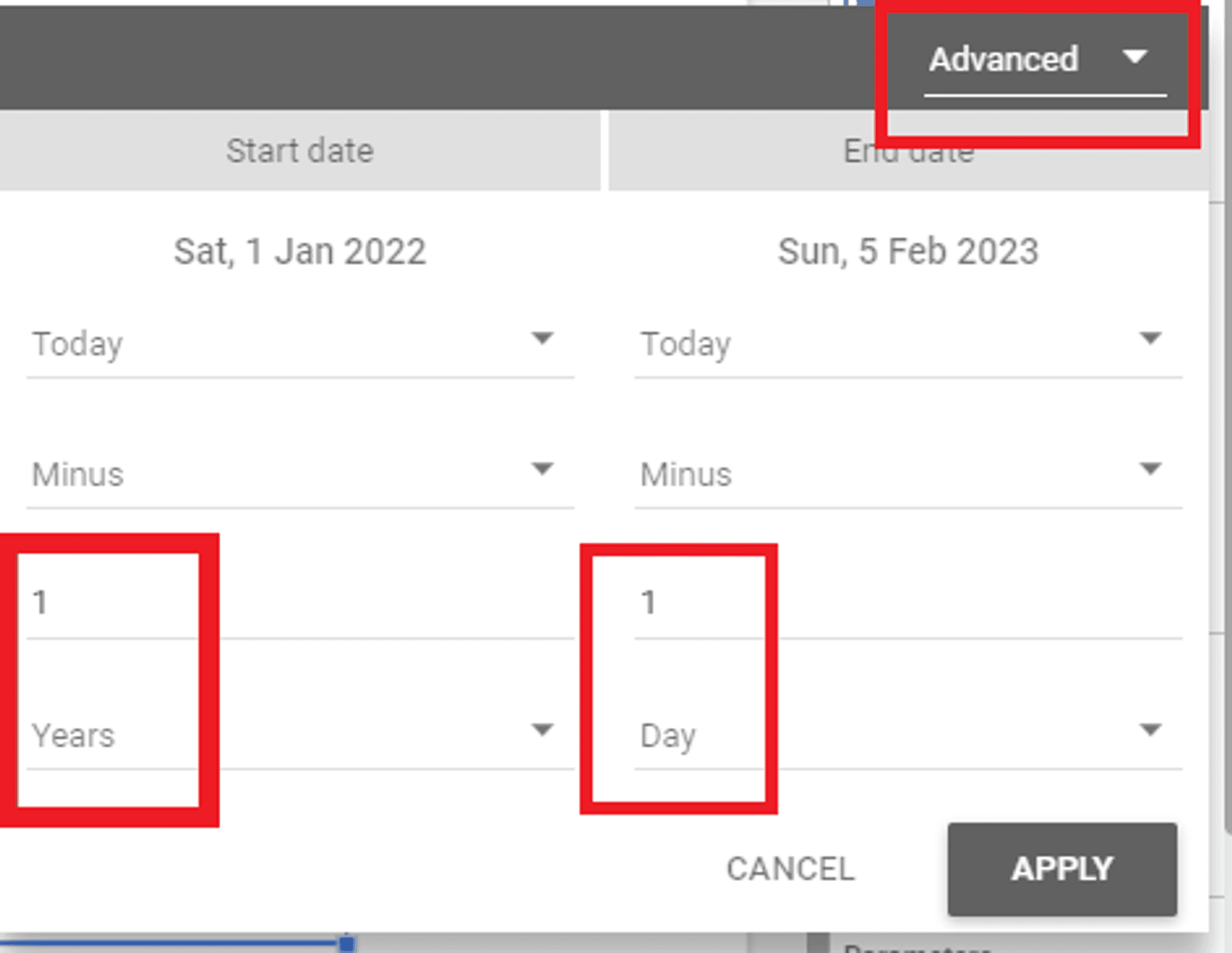 Looker studio create custom date range within last year