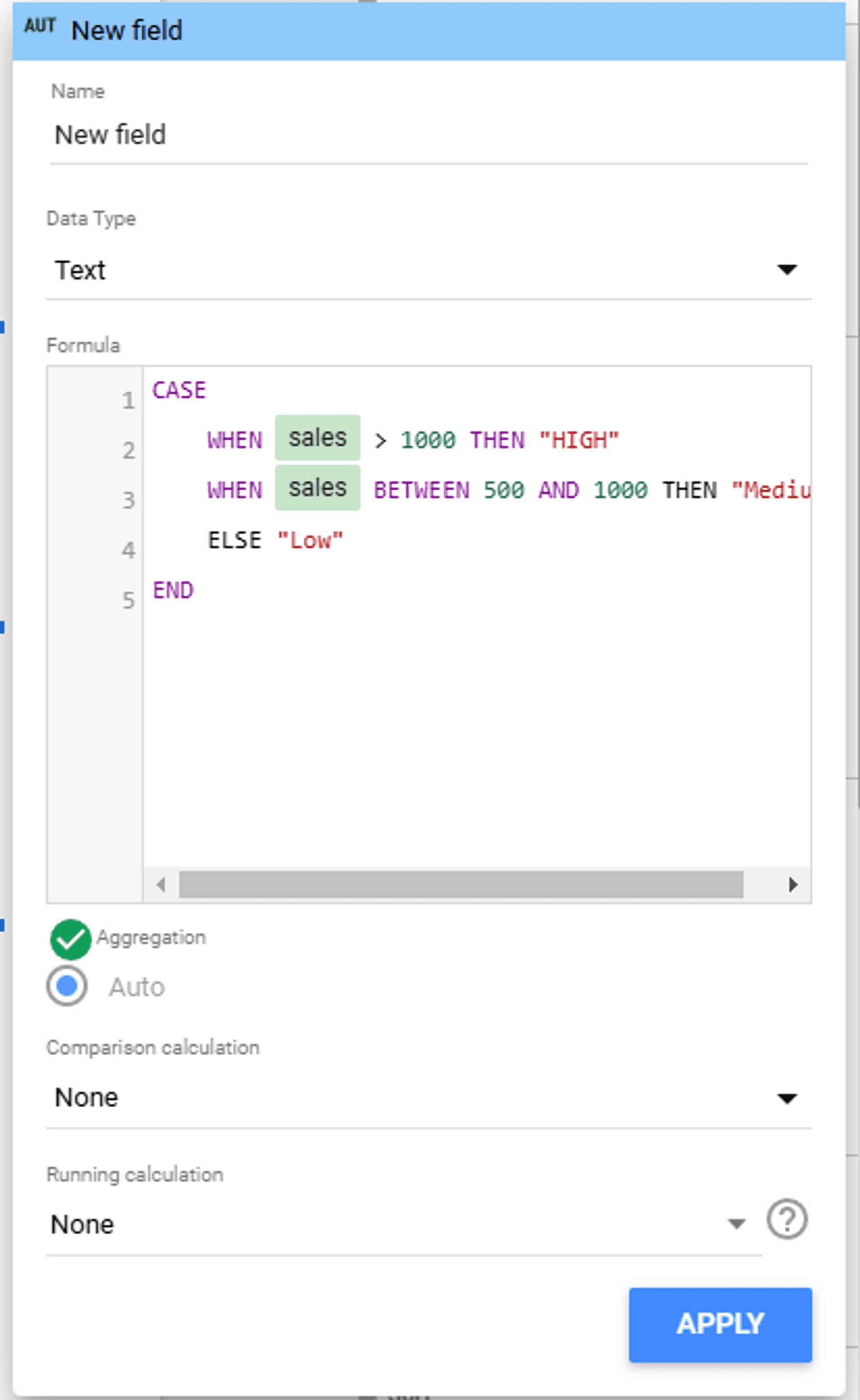 Looker Studio calculated field CASE WHEN