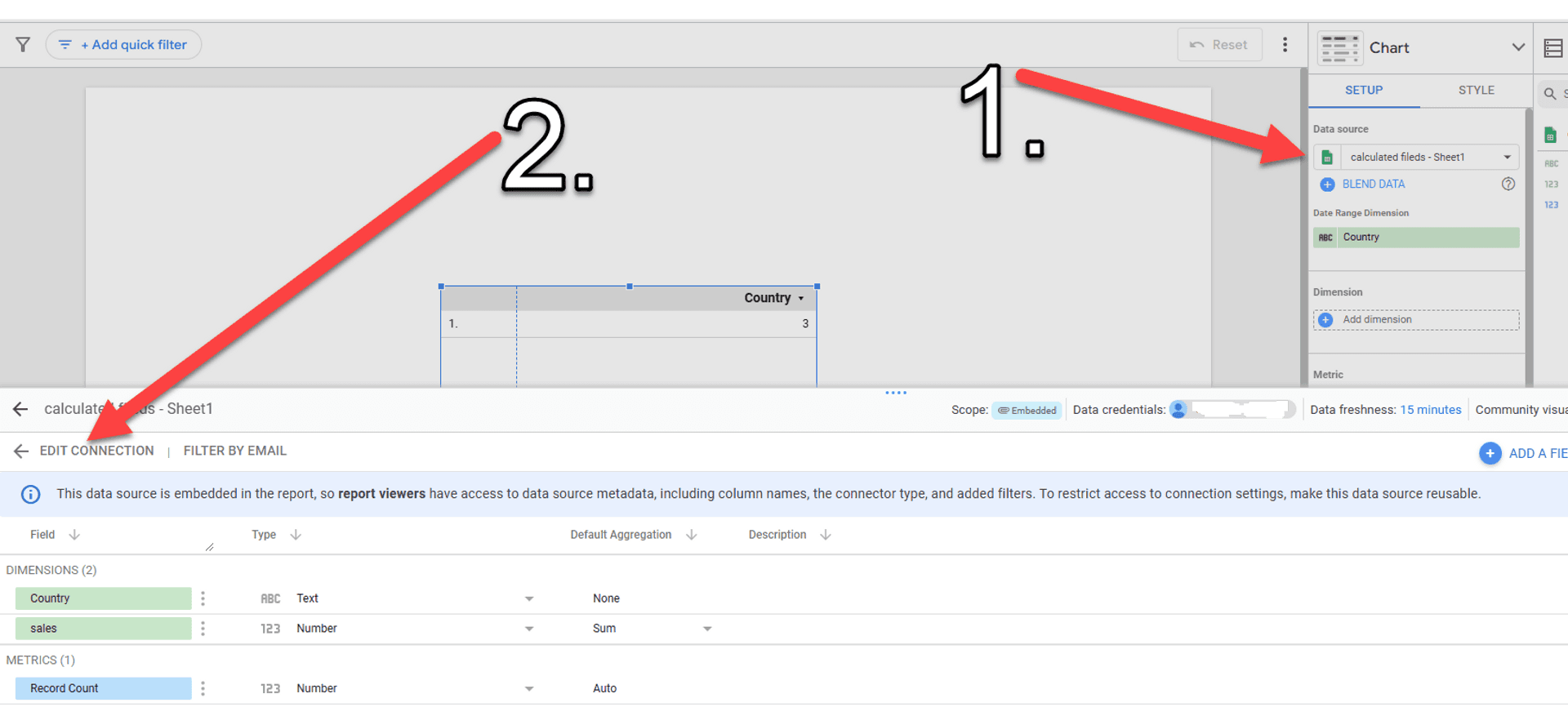 Reconnect Looker Studio data