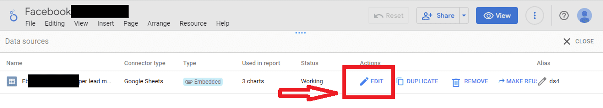 Refresh data source in data studio edit